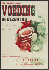 703253 Affiche van de tentoonstelling Voeding in dezen Tijd in het Jaarbeursgebouw (Vredenburg) te Utrecht.